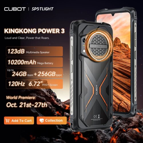 [World Premiere]Cubot KingKong Power 3, Rugged Smartphone, 123dB Speaker, Helio G99,120Hz 6.72" Screen, 24GB+256GB,10200mAh, NFC 1 sold$237.49Save $12.5Free shippingCubot Official StoreSee previewSimilar items